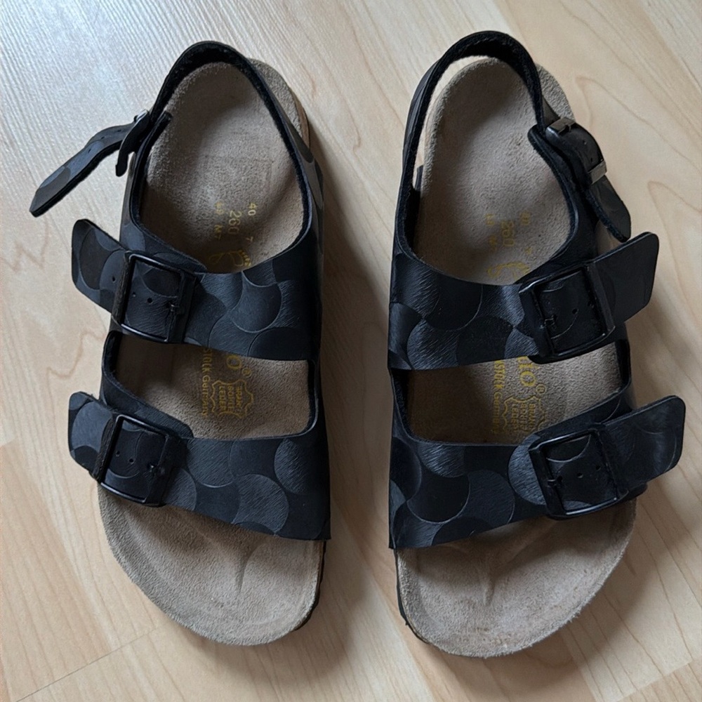 NWOT Papillio by Birkenstock black sandals, size EU 50/ W 9/ M 7